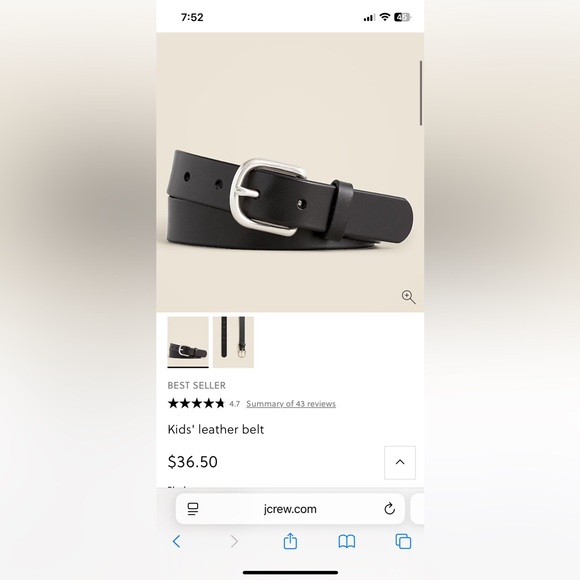 LOT OF 2 Crewcuts Boys Black Genuine Leather Belt with Silver Buckle - Picture 6 of 6